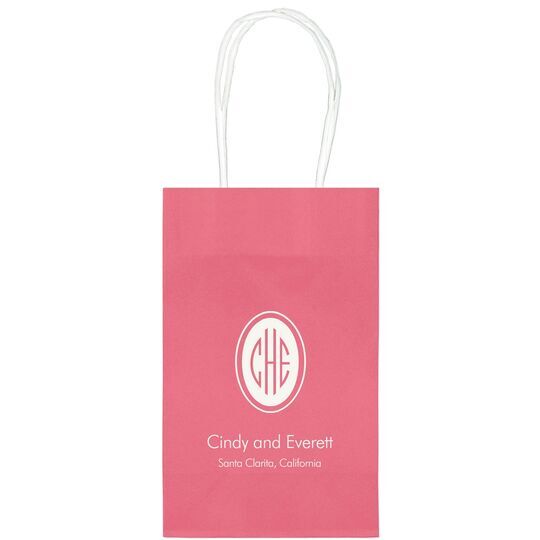 Outline Shaped Oval Monogram with Text Medium Twisted Handled Bags